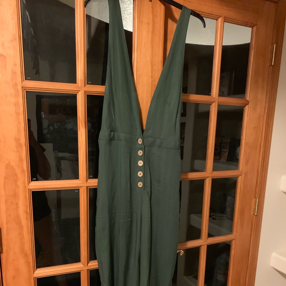 Olive green jumpsuit.